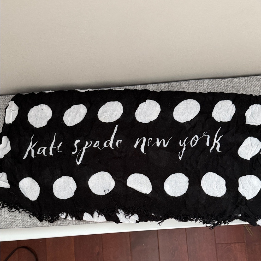 Kate Spade Black Scarf with White Dots